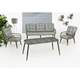 Capri Swing Pisa Üçlü Rattan Bahçe Balkon Oturma Grubu | Gri | 800 