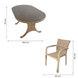 Sunsire 90x160 Rattan Bahçe Masa Takımı | Rehome
