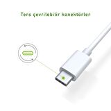 Omars USB Type-C 3A Hızlı Şarj ve Data Kablosu Beyaz 1 Metre