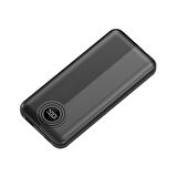 W3 10.000 mAh Type C+Lightning Entegre Kablolu LED Göstergeli Powerbank - Siyah