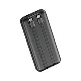 W3 10.000 mAh Type C+Lightning Entegre Kablolu LED Göstergeli Powerbank - Siyah
