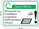Metal Çevre Bilinci Kimyasal Sıvı Maddeleri Logarlara Dökmemekle Oluşur 20x30 cm A4 Uyarı İş Güvenli