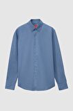 Regular Fit Indigo Düz Kışlık Gömlek 7HC02ORT13265