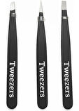 Twiezers TWZSET3001 Deri Çantalı 3'lü Paslanmaz Çelik Cımbız Seti - Siyah/Siyah