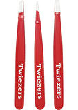 Twiezers TWZSET3221 Deri Çantalı 3'lü Paslanmaz Çelik Cımbız Seti - Kırmızı/Kırmızı