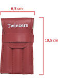 Twiezers TWZSET3221 Deri Çantalı 3'lü Paslanmaz Çelik Cımbız Seti - Kırmızı/Kırmızı