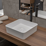 Bocchi Slim Line Kare Lavabo 38x38 cm Parlak Beyaz