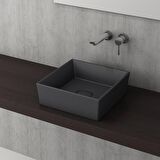 Bocchi Vessel Kare Tezgah Üstü Lavabo 38 cm Mat Antrasit