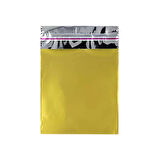 20x25 cm Altın Renk Bantlı Lüks Metalize Hediyelik Poşet (50 Adet)