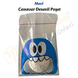 100 Adet Mavi Canavar Desenli Cake Pop & Kurabiye Poşeti-10x15 cm