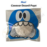 250 Adet Mavi Canavar Desenli Cake Pop & Kurabiye Poşeti-10x15 cm