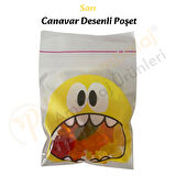 50 Adet Sarı Canavar Desenli Cake Pop & Kurabiye Poşeti-10x15 cm