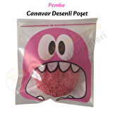 1.000 Adet Pembe Canavar Desenli Cake Pop & Kurabiye Poşeti-10x15 cm