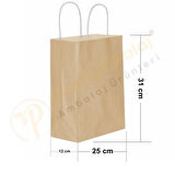 Naturel Kraft Çanta Orta Boy 25x12x31 cm 25 Adet