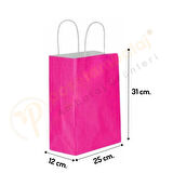 Fuşya Kraft Çanta Orta Boy 25x12x31 cm 25 Adet