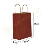 Bordo Kraft Çanta Orta Boy 25x12x31 cm 25 Adet