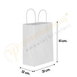 Beyaz Kraft Çanta Büyük Boy 31x12x41 cm 25 Adet