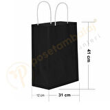 Siyah Kraft Çanta Büyük Boy 31x12x41 cm 25 Adet