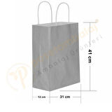 Gümüş Kraft Çanta Büyük Boy 31x12x41 cm 25 Adet
