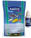 Cichlid Green Granules 860gr Easy-Doypack Green Algae Spirulina Akvaryum Balık Yemi ve Contra Blue