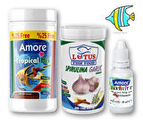 Tropikal Balık Yemi 125ml Mix Selection, Lotus Spirulina Garlic 100ml, Multivitamin