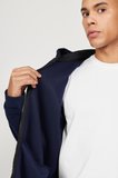 Erkek Lacivert Oversize Bol Kesim Kapüşonlu Sherpa Polar Sweatshirt Ceket