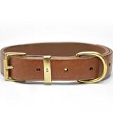 Mihos Handmade Deri Köpek Tasması Açık Kahve M (36-45CM) Cl-Mı-T-M
