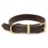 Mihos Handmade Deri Köpek Tasması Kahverengi L (46-55 CM) Cl-Mı-Br-L