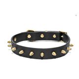 Thor Handmade Deri Köpek Tasması Siyah M  (36-45CM) Cl-Th-Bl-M