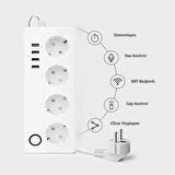 Exeo Akıllı Wifi Uzatma Kablolu 4lü Priz 4 Port USB Hızlı Şarj
