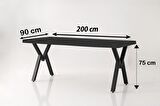Kütük Mdf Masa Barok Ceviz  ( W Ayak ) 90 x 200 cm  