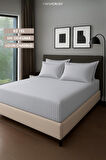 Satin Stripe %100 Pamuk Saten Tek Kişilik Çizgili Lastikli Çarşaf Seti Yastıklı 120x200+30