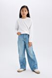Kız Çocuk Wide Leg Geniş Paça Jean Pantolon