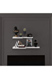 Doğal Modern Organizer Düzenleyici 2'li Kıvrımlı Dekoratif Kitaplık Banyo Mutfak Duvar Rafı Ceviz