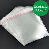 18x30+5 cm. (18*35) 50 Adet - Şeffaf Bantlı Yapışkanlı Jelatin Poşet