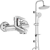 ECA Delta Banyo Bataryası+T-MAY Banyo Lidya Oval Tepe Duş Takımı Seti Paslanmaz Krom