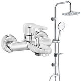 ECA Nita Banyo Bataryası+T-MAY Banyo Bostan Oval Tepe Duş Takımı Seti Paslanmaz Krom