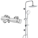 ECA Myra Banyo Bataryası+T-MAY Banyo Bostan Oval Tepe Duş Takımı Seti Paslanmaz Krom