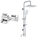 ECA Natura Banyo Bataryası+T-MAY Banyo Çınar Dikdörtgen Tepe Duş Takımı Seti Paslanmaz Krom