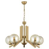 Mikel 5 Lü Eskitme Boyalı Bal Camlı Modern Retro Sarkıt Yatak Odası Salon Avize 