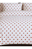 Amour %100 Pamuk Kalp Desenli Çift Kişilik Nevresim Takımı – Lastikli Çarşaflı