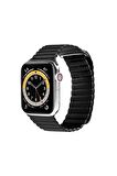 Apple Deri Siyah Saat Kordonu, 42,44,45,49 Mm