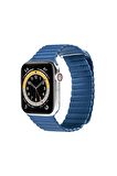 Apple Deri Koyu Mavi Saat Kordonu, 42,44,45,49 Mm