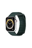 Apple Deri Koyu Yeşil Saat Kordonu, 42,44,45,49 Mm
