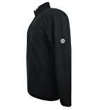 Büyük Beden Dik Yakalı Polar Sweatshirt Siyah