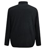 Büyük Beden Dik Yakalı Polar Sweatshirt Siyah