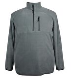 Büyük Beden Dik Yakalı Polar Sweatshirt Gri