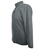 Büyük Beden Dik Yakalı Polar Sweatshirt Gri