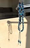 Çift Renkli Parlament Mavisi Sürmeli Kehribar Tesbih Metal Püsküllü Misbah Misbaha Rosary Zikr