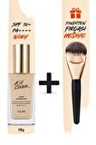 Yoğun Işıltı Sunan Fondöten+Fırça Seti Clio Kill Cover Glow Foundation Set (2.5 Ivory) Spf50+PA++++